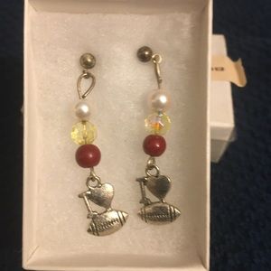 OOAK handmade football fan earrings